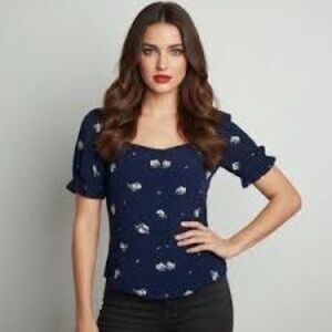 Elodie Dark Blue Floral Blouse